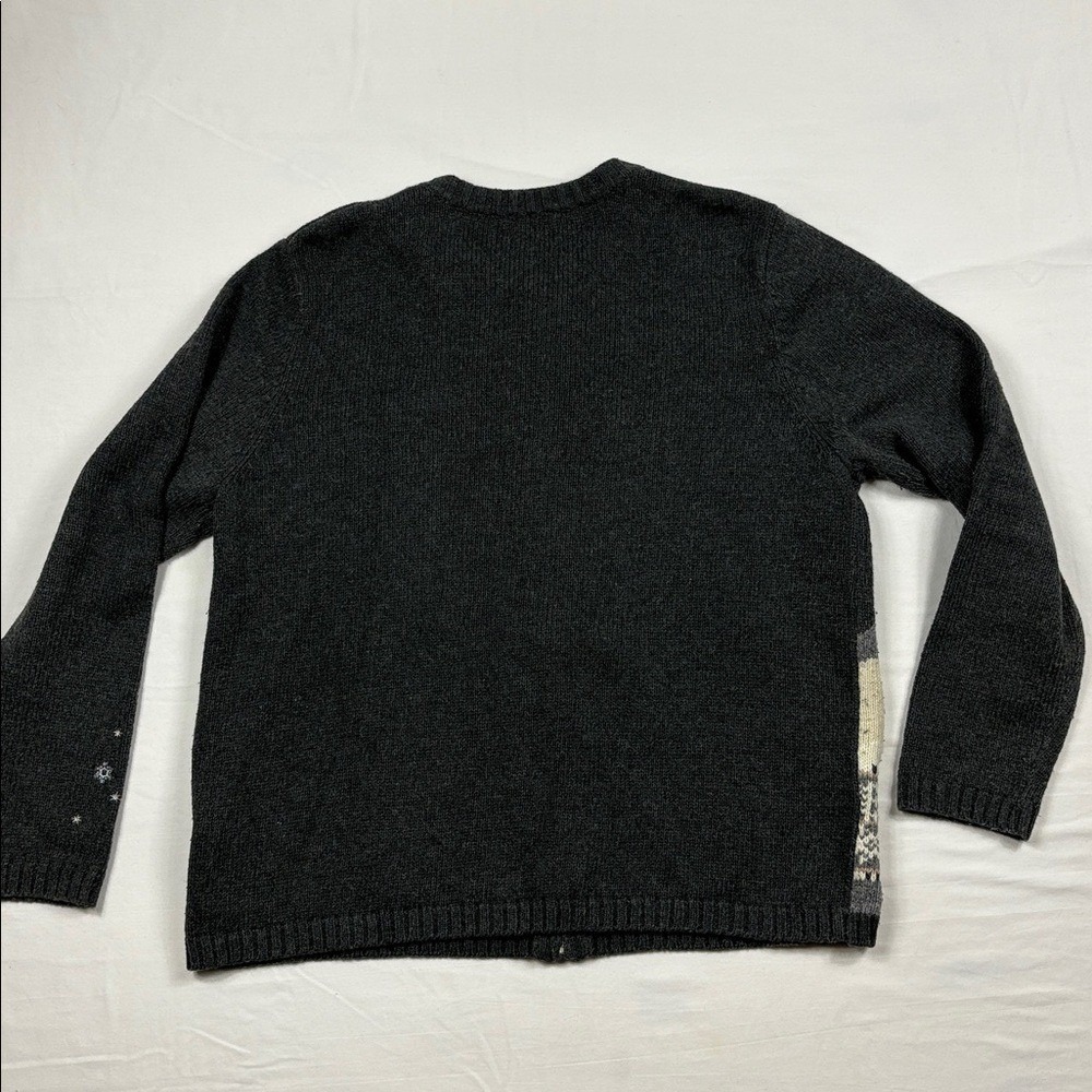 Croft & Barrow Zip Up Sweater with Snowman Design Womens Size Large Grey White - Picture 2 of 9